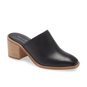 Treasure & Bond Perrla Leather Slip On Block Heel Mules Black Women's 6.5M NWT